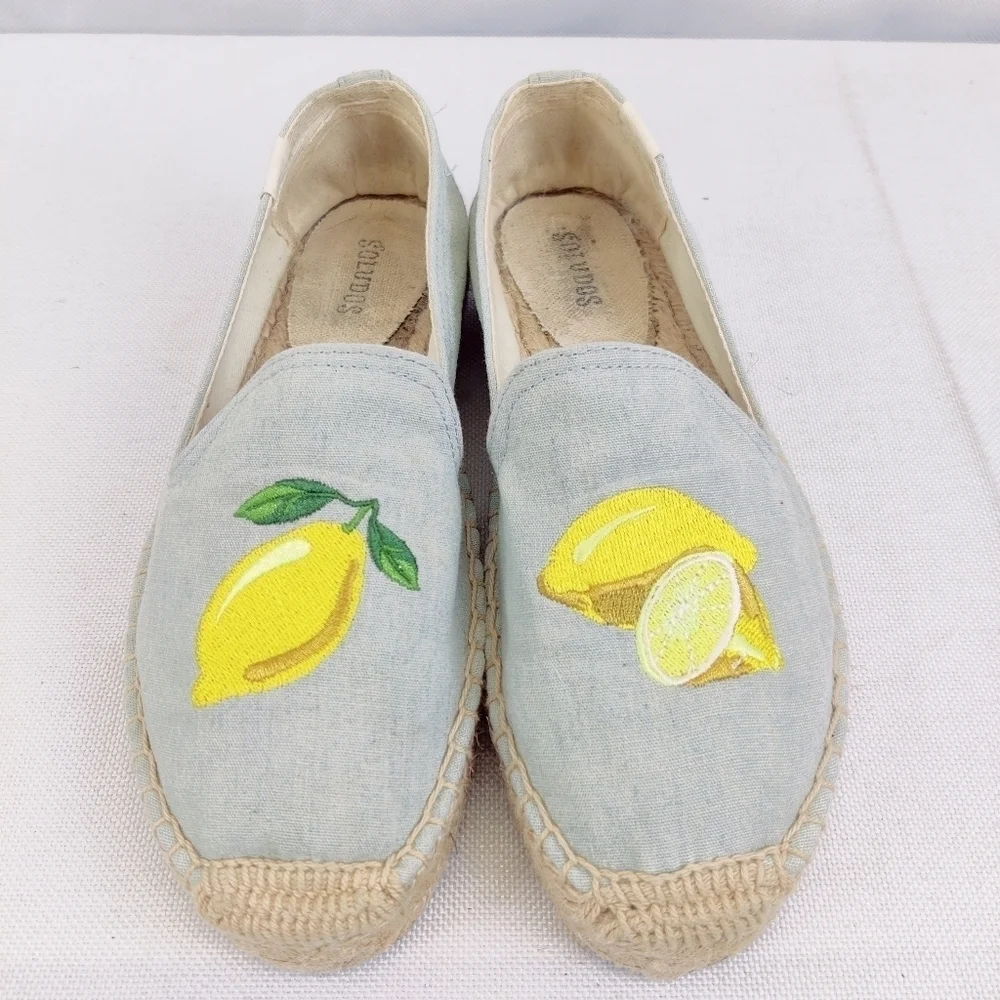 Soludos Lemon Espadrilles Platform Smoking Slipper Womens Size 6 Slip on Loafer